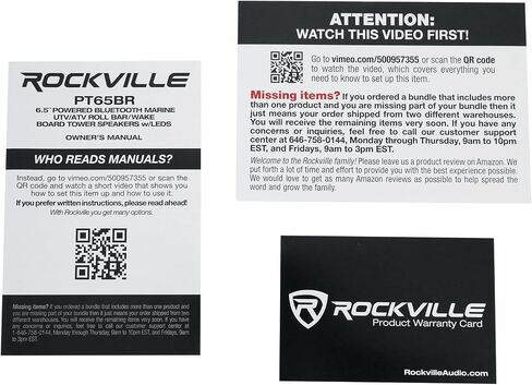 Rockville PT65BR مكبرات صوت برجية LED تعمل بتقنية البلوتوث مقاس 6.5 بوصة لـ ATV/UTV/RZR/Cart، أسود in Saudi Arabia