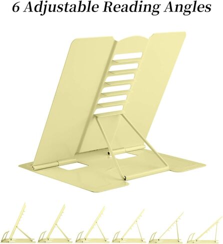 حامل كتب مكتبي للقراءة بدون استخدام اليدين، حامل كتب معدني متين قابل للتعديل، حامل كتب محمول قوي وخفيف الوزن وقابل للطي - كتاب الطبخ، الوصفة، الكمبيوتر اللوحي، كتاب الموسيقى، المستندات (بيج) in Kuwait