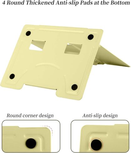 حامل كتب مكتبي للقراءة بدون استخدام اليدين، حامل كتب معدني متين قابل للتعديل، حامل كتب محمول قوي وخفيف الوزن وقابل للطي - كتاب الطبخ، الوصفة، الكمبيوتر اللوحي، كتاب الموسيقى، المستندات (بيج) in Kuwait