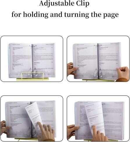 حامل كتب مكتبي للقراءة بدون استخدام اليدين، حامل كتب معدني متين قابل للتعديل، حامل كتب محمول قوي وخفيف الوزن وقابل للطي - كتاب الطبخ، الوصفة، الكمبيوتر اللوحي، كتاب الموسيقى، المستندات (بيج) in Kuwait