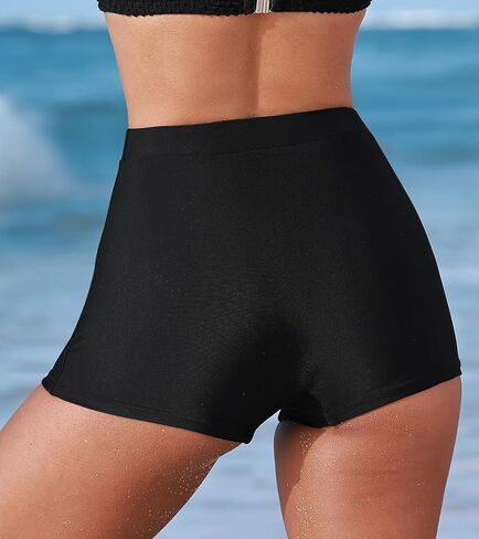 CUPSHE Women's Bikini Bottom Swim Shorts Ruched High Waisted Tummy Control in Saudi Arabia