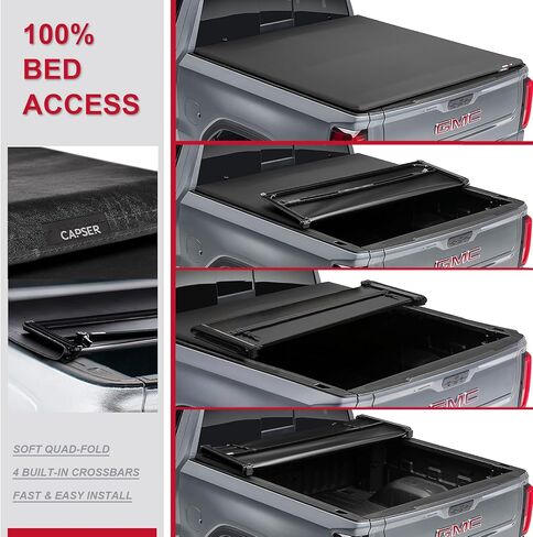 CAPSER Silverado 1500 5.8FT Soft Tri Fold Tonneau Cover Fits 2019-2024 Chevy Silverado 1500/GMC Sierra 1500 69.9Inch Truck Bed in Kuwait