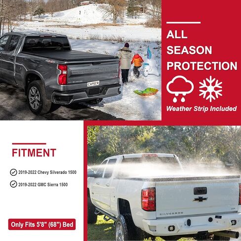 CAPSER Silverado 1500 5.8FT Soft Tri Fold Tonneau Cover Fits 2019-2024 Chevy Silverado 1500/GMC Sierra 1500 69.9Inch Truck Bed in Kuwait