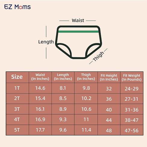 EZ Moms 4 Packs Toddler Potty Training Underwear Leakproof Soft Absorbent Kid Confident Toilet Training Pants for Girls 3T 100% Cotton Underwear Reusable Baby Girl Pee Pants with Potty Sticker Chart in Saudi Arabia