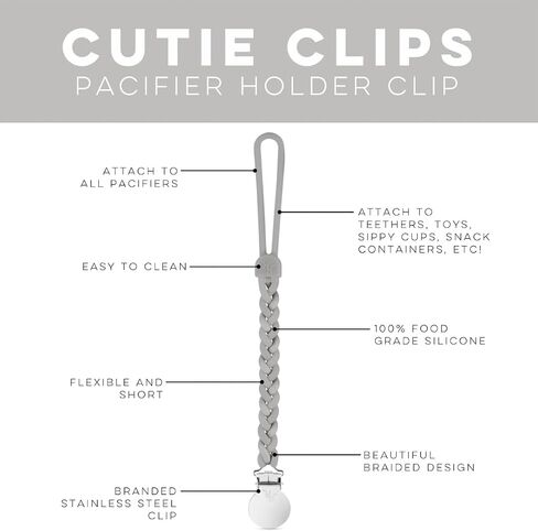 Ryan & Rose Cutie Clip Braiden Pacifier Clip - Braided Silicone (Dollhouse) in Kuwait