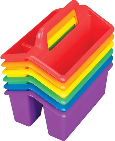 Really Good Stuff Four-Compartment Caddies -6 Pack- Classroom Table Caddies for Easy Organization of Small Items - Assorted Primary Colors Portable Plastic Storage Classroom Caddy in Saudi Arabia