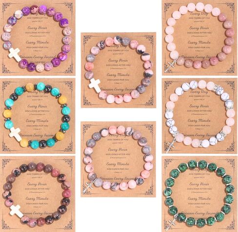 JEWPARK 8 قطع هدايا مسيحية للنساء، هدايا عيد ميلاد 2024 معمودية دينية متقاطعة هدايا للأم/الصديق/الأخت/الابنة/الجدة/الحفيدة/ابنة الأخت، هدايا ملهمة للمهرجانات إيمان يسوع in Kuwait