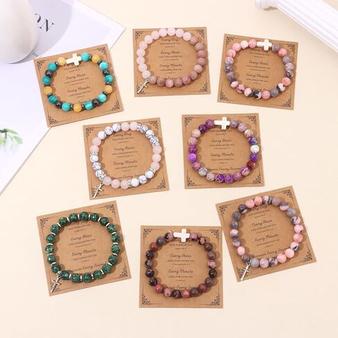 JEWPARK 8 قطع هدايا مسيحية للنساء، هدايا عيد ميلاد 2024 معمودية دينية متقاطعة هدايا للأم/الصديق/الأخت/الابنة/الجدة/الحفيدة/ابنة الأخت، هدايا ملهمة للمهرجانات إيمان يسوع in Kuwait