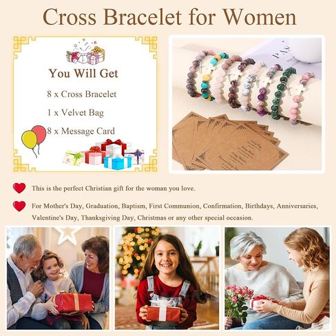 JEWPARK 8 قطع هدايا مسيحية للنساء، هدايا عيد ميلاد 2024 معمودية دينية متقاطعة هدايا للأم/الصديق/الأخت/الابنة/الجدة/الحفيدة/ابنة الأخت، هدايا ملهمة للمهرجانات إيمان يسوع in Kuwait
