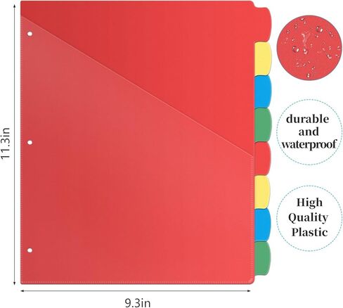 12 مجموعة من فواصل المجلدات من Jyusmile 8 علامات تبويب مع جيوب، وفواصل مؤشرة لـ 3 مجلدات حلقية، وفواصل بلاستيكية متعددة الألوان مع 3 فتحات ثقب، و96 قطعة فواصل للوازم المدرسية والمكتبية in Kuwait