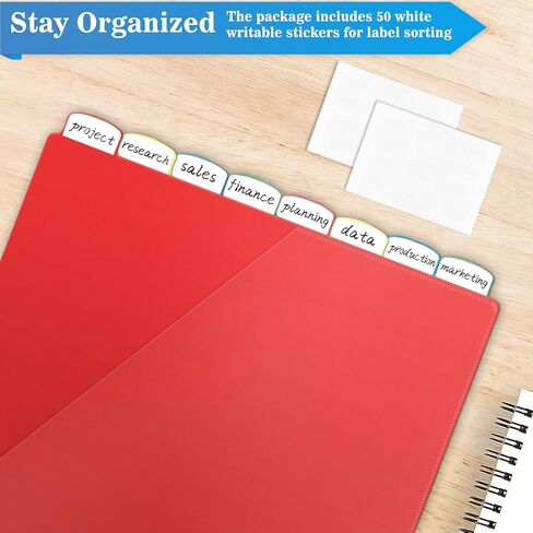 12 مجموعة من فواصل المجلدات من Jyusmile 8 علامات تبويب مع جيوب، وفواصل مؤشرة لـ 3 مجلدات حلقية، وفواصل بلاستيكية متعددة الألوان مع 3 فتحات ثقب، و96 قطعة فواصل للوازم المدرسية والمكتبية in Kuwait