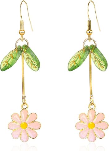 Dangle Flower Leaf Earring Fairy Flower Earrings Summer Dangling Long Tassel Earrings Daisy Of The Valley Earrings Jewelry in Saudi Arabia