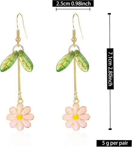 Dangle Flower Leaf Earring Fairy Flower Earrings Summer Dangling Long Tassel Earrings Daisy Of The Valley Earrings Jewelry in Saudi Arabia