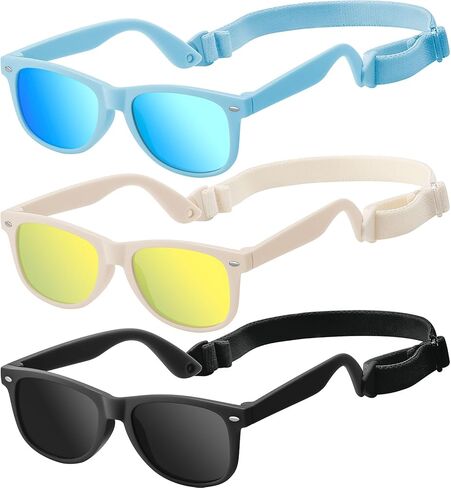 Baby Infant & Toddler Polarized Sunglasses with Strap, UV400 Protection for Boys & Girls 0-24 Months, 3 Pack in Saudi Arabia