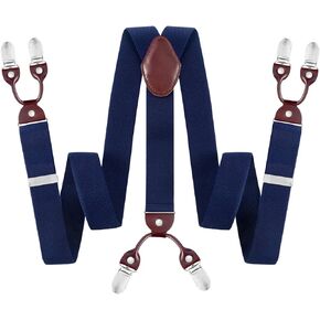 JASLEEN Mens 6 Clip Suspender Y-Back Adjustable Heavy Duty Suit Brice for Casual Fomal Wedding Business