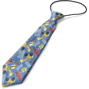 KAWAMOUSE Toddler Size ( Construction Trucks Tractors ) Pre-Tied Adjustable Novelty Necktie, Fashion Conversational Neck Strap Ties for Boys and Children, for Wedding Parties Events