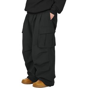 American Trends Baggy Cargo Pants Men Wide Casual Parachute Pants Men Jogger Drawstring Hiking Hip Hop Pants with Pocket