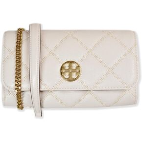 Tory Burch Womens 150076 Willa Diamond Quilted Soft Leather Crossbody Chain Wallet Bag, (001 Black)