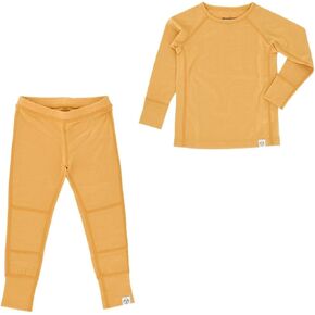 طبقة أساسية من صوف ميرينو Woolino للأطفال - قميص وسروال داخلي حراري بأكمام طويلة فائق النعومة للأطفال - قميص وجزء سفلي من طبقة أساسية طبيعية بالكامل - عسلي in Kuwait