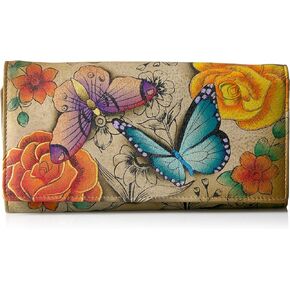 Anna by Anuschka womens Leather 1860 Wallet, trifold, Floral Paradise Tan, 4 x 7.5 US