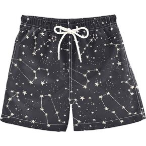 linqin Childish Pattern with Cars Trucks Plane Boys Swim Trunks Toddler Beach Board Shorts, Quick Dry Swim Shorts