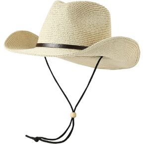 Lanzom النساء الرجال الصيف الغربية سترو كاوبوي راعية البقر قبعة قابلة للتشكيل واسعة حافة الشاطئ قبعة الشمس in Kuwait