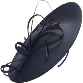 Lawliet Women Black Wedding Occasion Sinamay Fascinator Hat Headband Headpiece T444