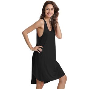 GYS Tank Nightgowns for Women - Viscose Made from Bamboo, Soft Long Sleeveless Sleepshirt Cute Summer Tank Dress Sleepwear