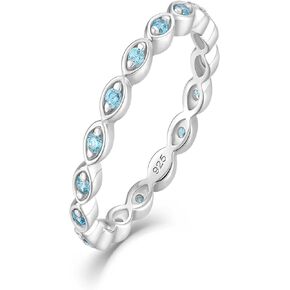 Stackable Ring Sterling Silver Birthstone Eternity Bands for Women
