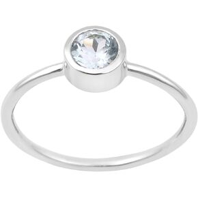 Bezel-Set Solitaire Choice Gemstone Birthstones Round 5 MM Solid 925 Sterling Silver Women Wedding Stacking Ring