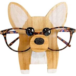 Mavis's Diary Glasses Stand Animal Eyeglasses Holder Personalized Spectacle Bace Wooden Sunglasses Display Stand for Home Office Desk Salon Decor (Corgi)