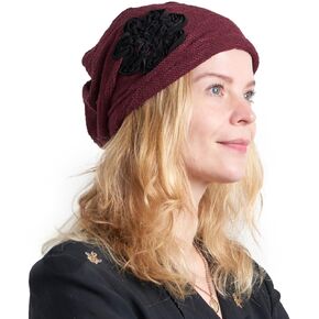 CHARM Casualbox | Womens Slouchy Beanie Cap Cotton Beret All Season Slouch Baggy Flower Hat
