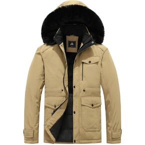 معطف شتوي رجالي من MOERDENG جاكيت باركا سميك مقاوم للماء مع غطاء رأس قابل للفصل من الفرو الاصطناعي in Kuwait