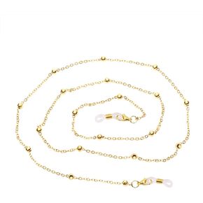 1pcs Metal Glasses Chain Holder Eyewear Retainer Eyeglass Straps Elegant Retro Sunglasses Lanyard Necklace Decorative Chain（Gold Bead - Gold Chain）