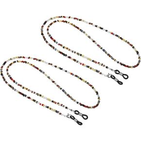 PATIKIL Eyeglass Holder Chains, 2 Pack Adjustable Eye Glasses Neck Strap Bead String Lanyard Sunglasses Eyewear Retainer for Men Women, Multicolor