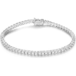 Gemsme 3.5mm Tennis Bracelet, 3.5mm Thin 18K White/Yellow Gold Plated Cubic Zirconia Tennis Bracelet for Women