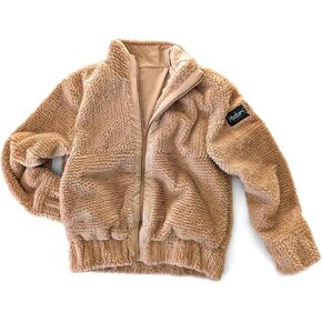 Faux Fur Teddy Bear Ultra Soft Plush Bomber Jacket with Cinched Waistband in Kuwait