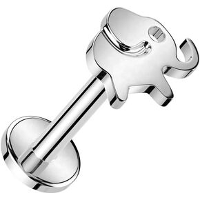 16GA Implant Grade Titanium Internally Threaded Labret With Elephant Top Length 8MM