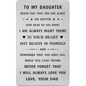 Daughter Birthday Card Gifts - I Love You Daughter from Dad - Daughter Birthday Wedding Engraved Wallet Card Gifts for Girl