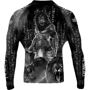 Raven Fightwear Men's The Gods of Egypt Maahes Lion Jiu Jitsu BJJ Rash Guard MMA Black Edition
