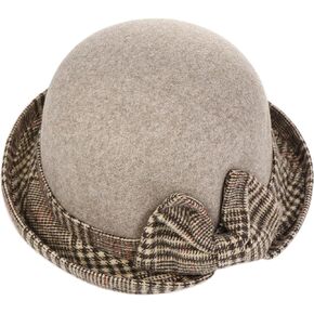 Fedora Cloche Hat Vintage Church Round Bowler Hats Bucket Hat for Women