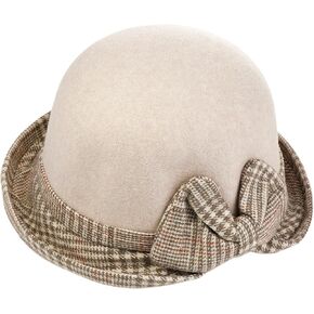 Fedora Cloche Hat Vintage Church Round Bowler Hats Bucket Hat for Women