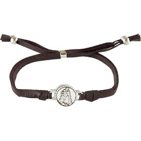 Black Faux Leather Our Lady of Mt. Carmel Scapular Bracelet, Adjustable Religious Devotional Fashion Jewelry, Confirmation Sponsor Gifts for Catholic Men and Women, 7 Inches in Kuwait