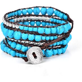 خرزة تركواز + زنك فضي - سوار ملفوف من Spirit Wrist River Boho in Kuwait