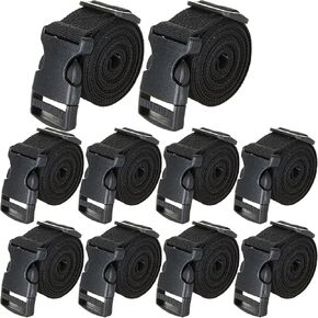 FVIEXE 10PCS 1 Inch by 6.2 Feet Utility Strap with Quick-Release Buckle, Adjustable Nylon Straps Camping Luggage Backpack Bike Packing Strap for Outdoor Sports, Compression, Bundling, Black in Saudi Arabia