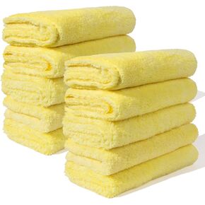 Microfiber Cleaning Cloth - The Gray Beast Towels, Streak-Free Cleaning Rags for Car Wash and Housekeeping, Ultra-Absorbent with Cut Edges to Avoid Scratches (Pack of 10, 16"x16")
