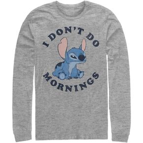 Disney Big & Tall Men's Lilo Stitch Mornings Tops Long Sleeve Tee Shirt
