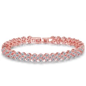 COLORFUL BLING Gold Plated Cubic Zirconia Charm Bracelet Rhinestone Tennis Bracelets for Women Men