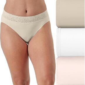 Bali Women's Hi Underwear 3-Pack, Modern Seamless Lace Trim High Cut Panties