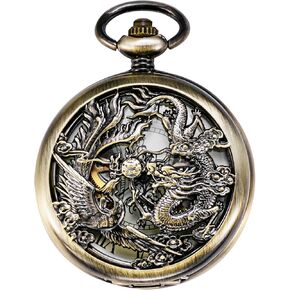 تريويتو ساعة جيب هيكل عظمي ميكانيكي برونز لاكي دراجون + صندوق هدايا in Kuwait